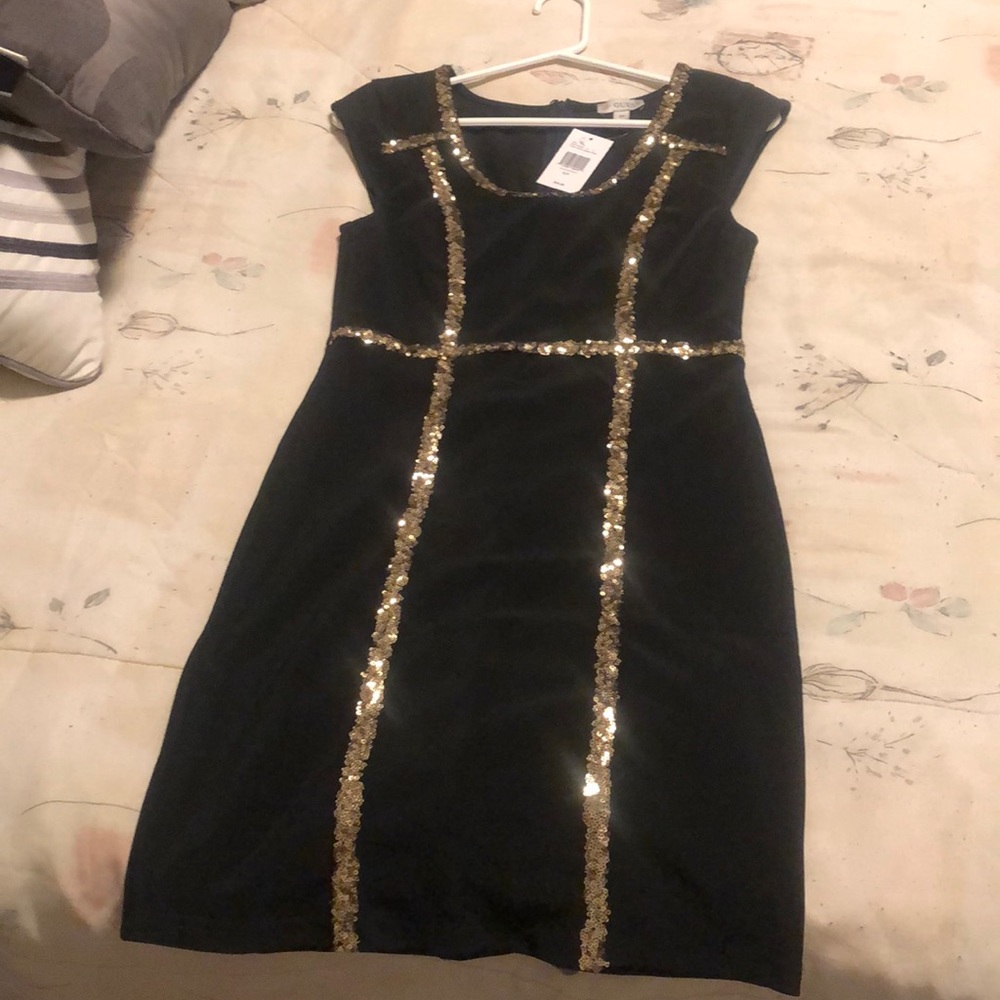 Guess New Black with Gold Detail Dress S